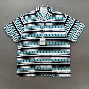 Leon Levin Women's Polo Shirt‎ Size Extra Large Blue Short Sleeve Cotton Blend